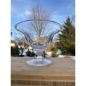 SIMON PEARCE Signed Footed Pedestal Compote Centerpiece Glass Bowl 10.5”
